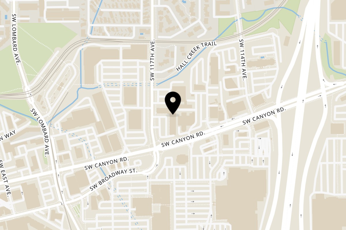 Map showing the location of Spielman Bagels and Coffee Roasters Beaverton on 4130 SW 117th Ave in Beaverton