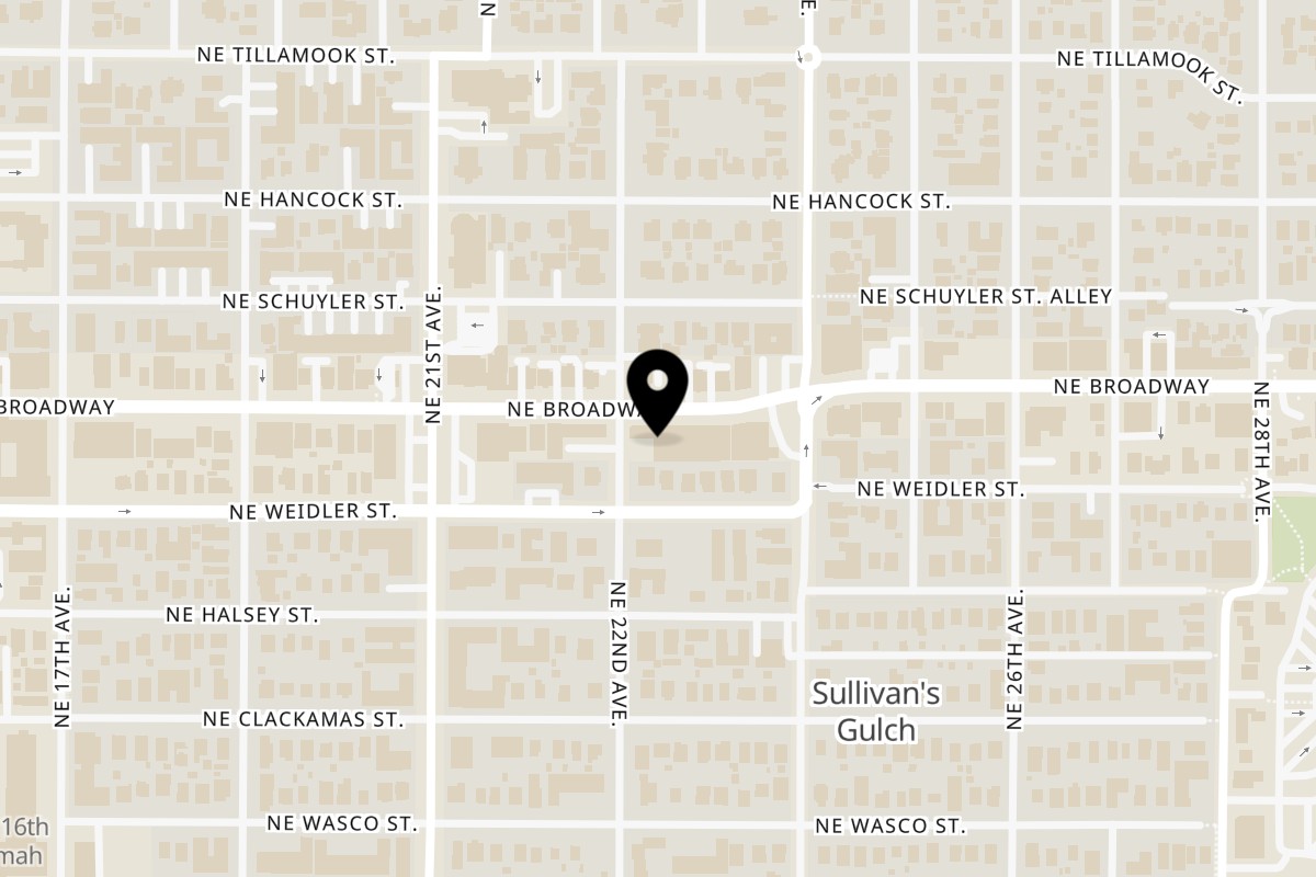 Map showing the location of Spielman Bagels and Coffee Roasters Broadway on 2200 NE Broadway in Portland