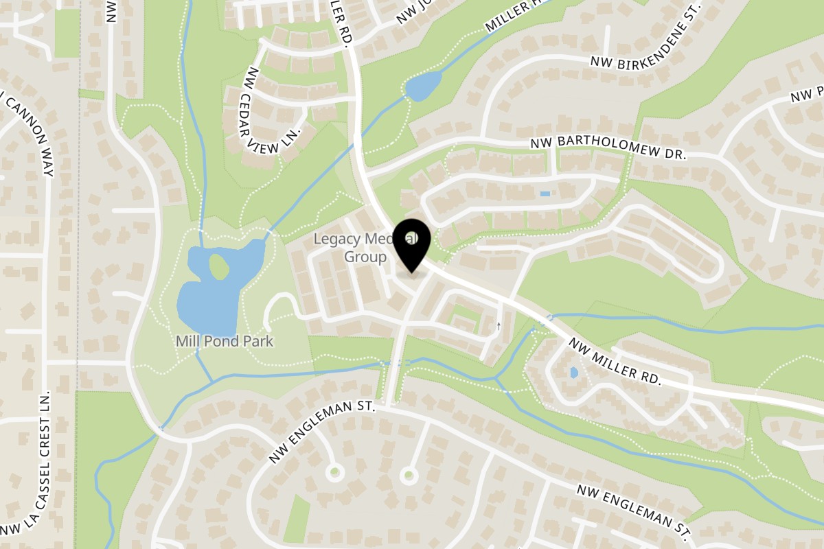 Map showing the location of Spielman Bagels and Coffee Roasters Forest heights on 2021 NW Miller Rd in Portland